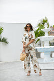 Pia's Linen Printed Pants (Beige)