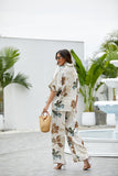 Pia's Linen Printed Pants (Beige)