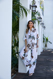 Pia's Linen Printed Pants (White)