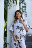 Pia's Floral Short Sleeve Top (White)