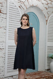 Sunlit Linen Dress (Navy)