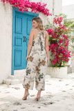 Pia's Boho Bliss Floral Jumpsuit (Beige)