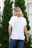 Breezy V-Neck Linen Tee (White)