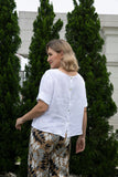 Mea's Linen Breeze Button-Back Top (White)