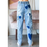 Denim Jeans Washed Heart Detail