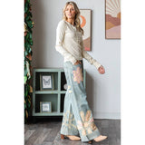 Denim Jeans With Flower Patchwork