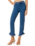 Ruffle Denim Mid Rise Skimmer Leggings-Medium Wash