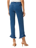 Ruffle Denim Mid Rise Skimmer Leggings-Medium Wash