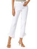 Ruffle Denim Mid Rise Skimmer Leggings-White