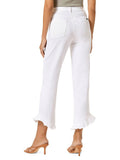 Ruffle Denim Mid Rise Skimmer Leggings-White