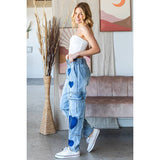 Denim Jeans Washed Heart Detail