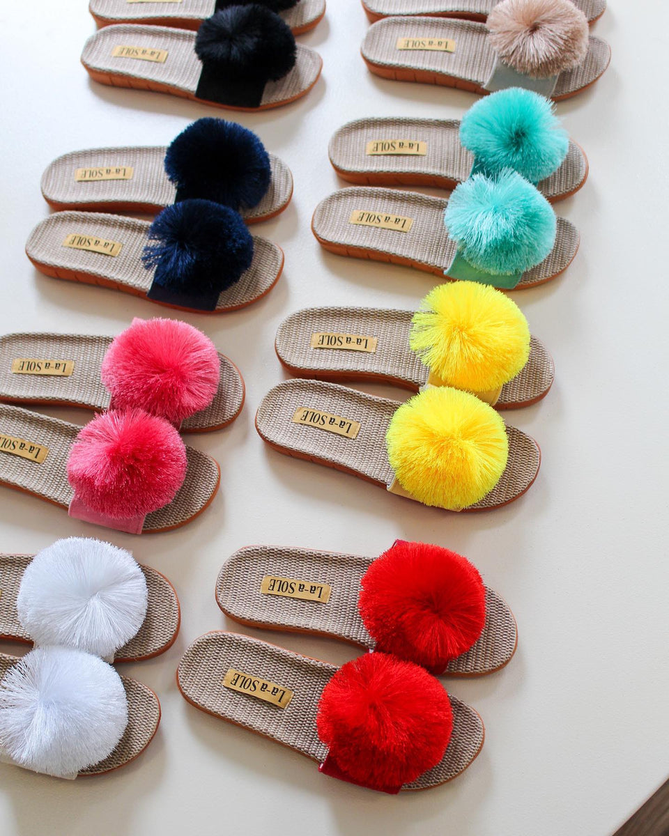 Natural oxford pom sales poms women's viv sandals