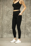 Bamboo High Band Legging With Pockets (Black)