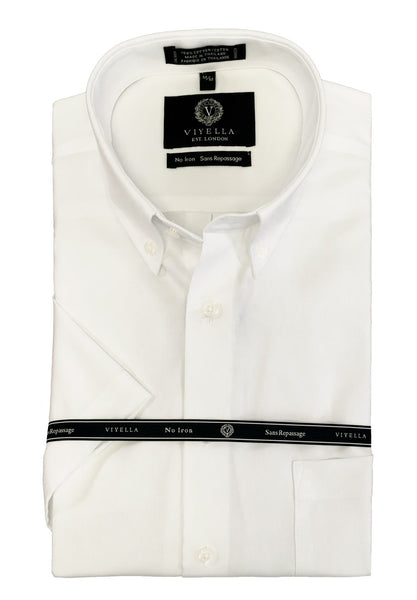 Viyella 100% Cotton Non Iron Oxford Button Down Sport Shirt (White)