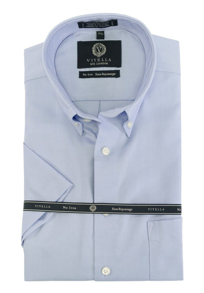 Viyella 100% Cotton Non Iron Oxford Button Down Sport Shirt (Blue)