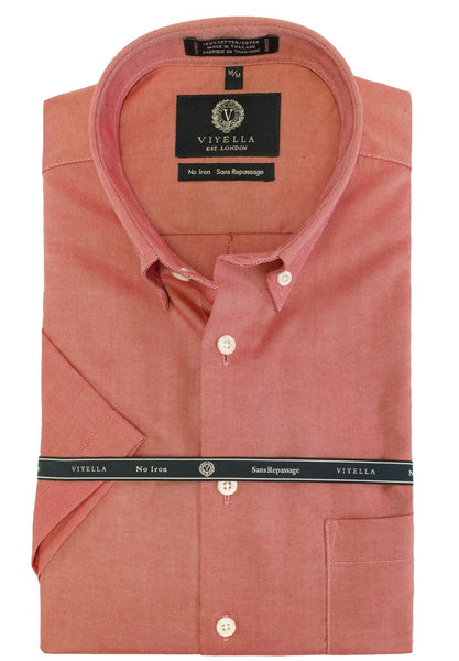 Viyella 100% Cotton Non Iron Oxford Button Down Sport Shirt (Red)