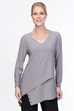 Asymmetric V-Neck Tunic in Grey