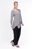 Asymmetric V-Neck Tunic in Grey