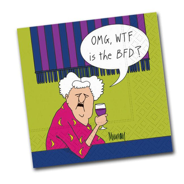 "OMG WTF BFD" Cocktail Napkins