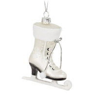 White Figure Skate Ornament-4"H