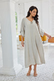 Daphne's Stitched Coconut Button Dress (Beige)