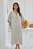 Daphne's Stitched Coconut Button Dress (Beige)