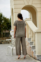 Breezy V-Neck Linen Tee (Fango)