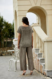 Breezy V-Neck Linen Tee (Fango)