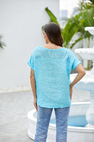 Breezy V-Neck Linen Tee (Turqouise)