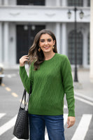 Aria's Argyle Jacquard Sweater Top (Forest)