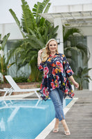 Ava's Printed Cotton Top (Navy)