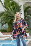 Ava's Printed Cotton Top (Navy)