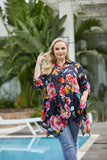 Ava's Printed Cotton Top (Navy)