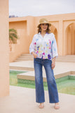Seraphina's Watercolor Flower High-Low Top (White)