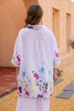 Seraphina's Watercolor Flower Button Top (White)