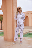 Sylvie's Sepia Leaves Pants (White)