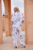Sylvie's Sepia Leaves Pants (White)