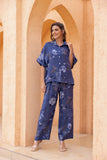 Sylvie's Sepia Leaves Pants (Navy)