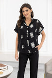 Veiled Branch Short Sleeve Top (Black)