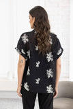 Veiled Branch Short Sleeve Top (Black)