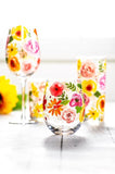 Bold Floral Wine Glass