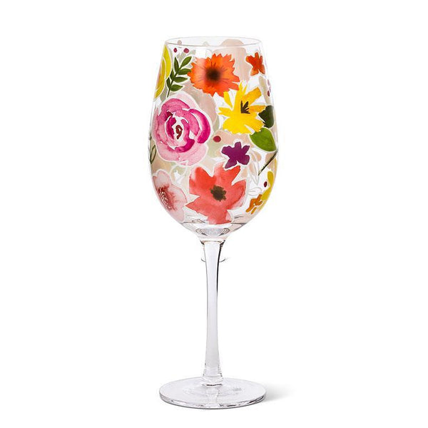 Bold Floral Wine Glass