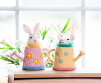Bunny & Mouse in Watering Cans