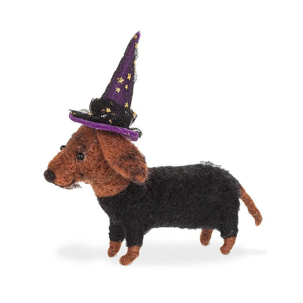 Dachshund With Witch Hat Ornament