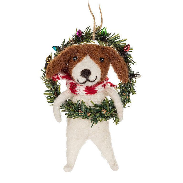 Dog In Wreath Ornament