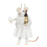 Winter Mouse w/Wine & Glass  Ornament