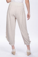 Linen-Cotton Blend Button Pant in Linen