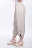 Linen-Cotton Blend Button Pant in Linen