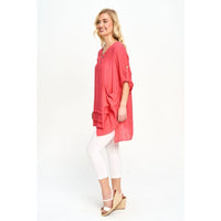 Linen-Like Tunic in Coral