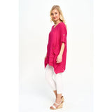Linen-Like Tunic in Raspberry